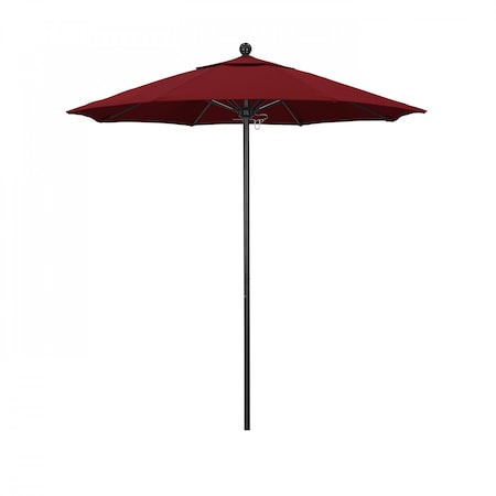 California Umbrella 7.5' Black Aluminum Market Patio Umbrella, Olefin Red 194061334713